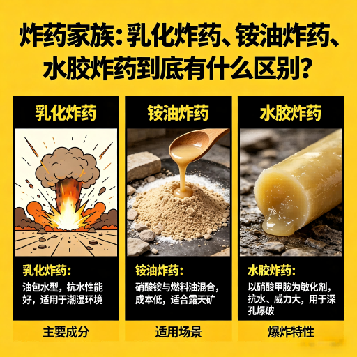 鹤山炸药家族：乳化炸药、铵油炸药、水胶炸药到底有什么区别？